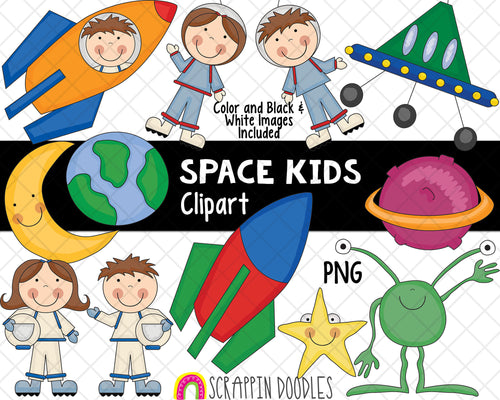 Space ClipArt - Outerspace Clipart - Astronaut Clipart - Alien Clipart - Rocket Clipart - UFO Clipart - Hand Drawn PNG
