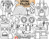 Spring Village ClipArt - Flower Shop Tulip House - Whimsical Umbrella House - Commercial Use PNG