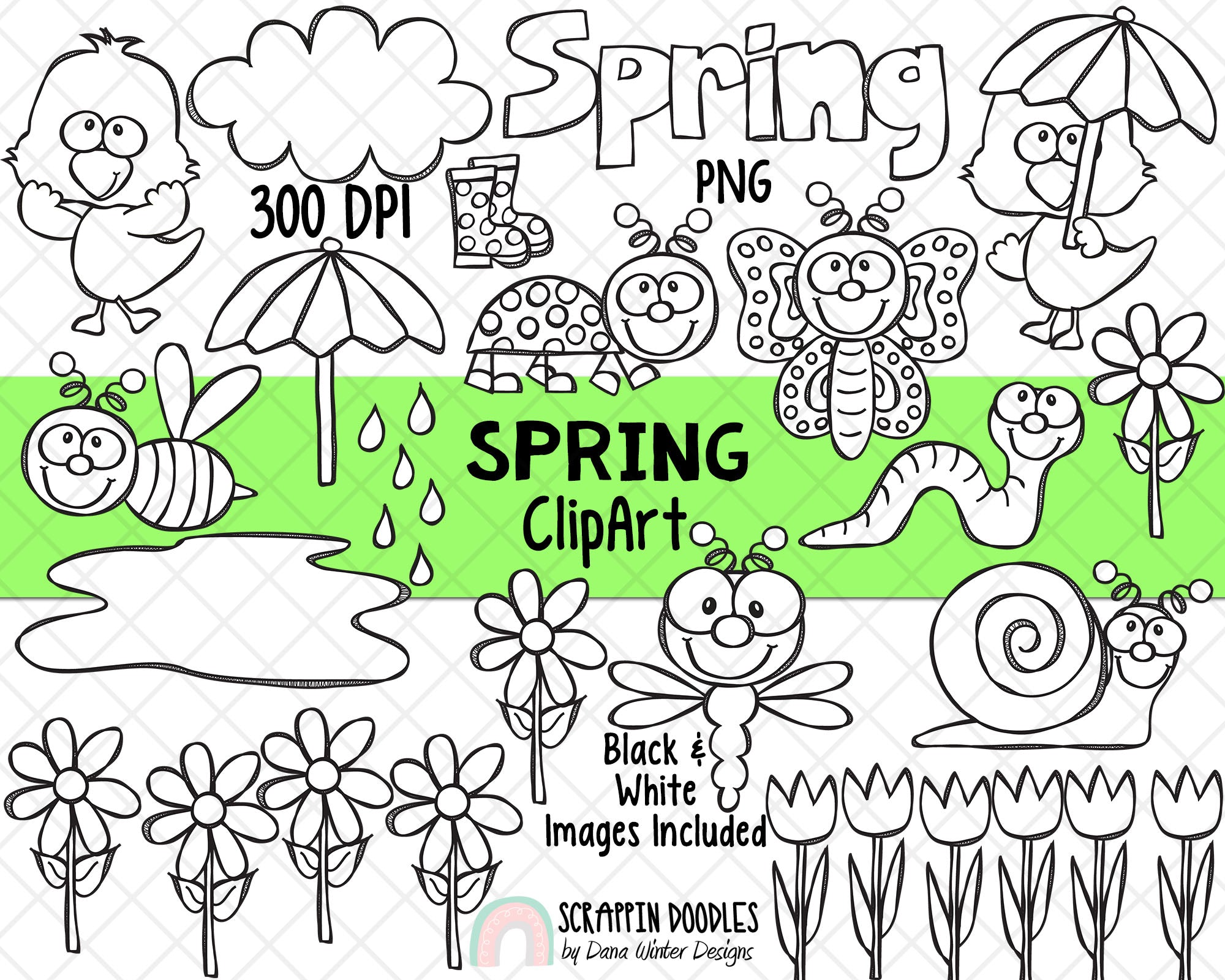Spring Season Clipart Black And White
