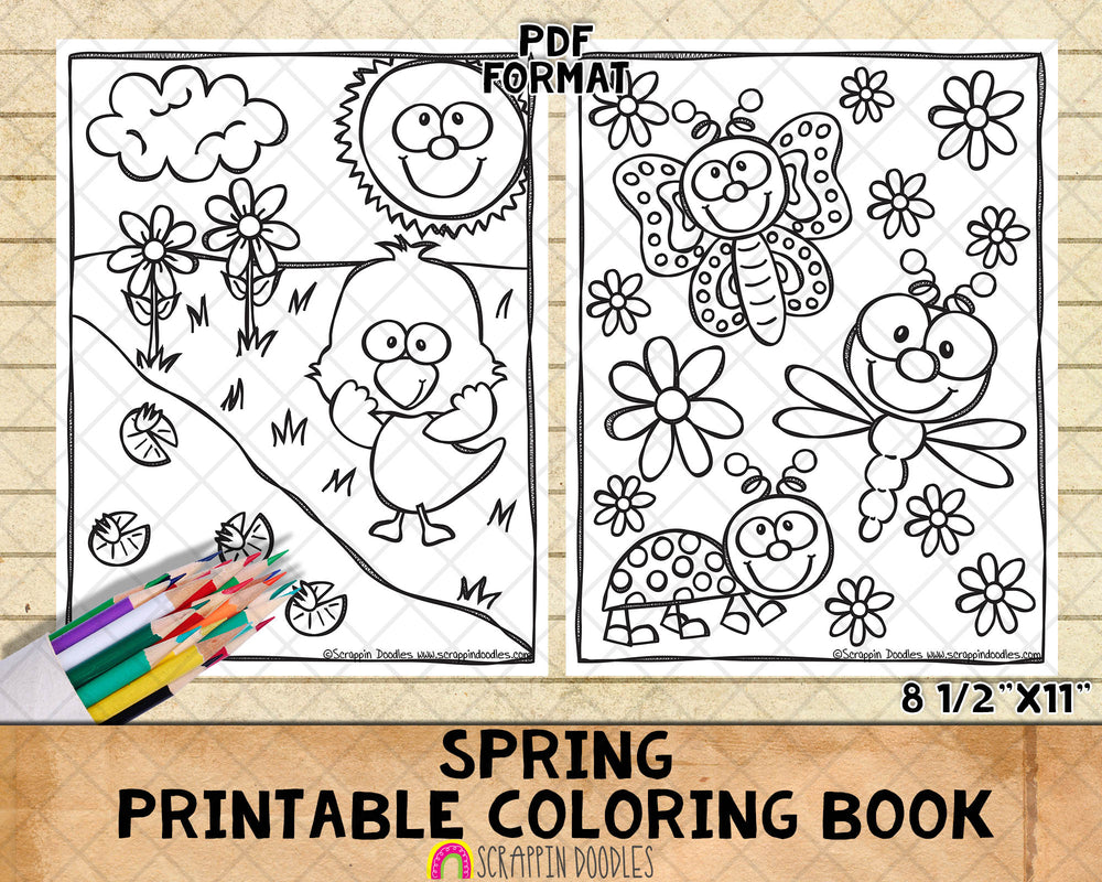 Spring Coloring Book - Kids Coloring Pages - Printable PDF – Scrappin ...