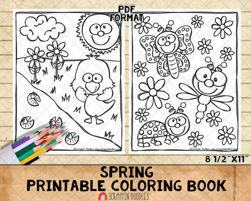 Spring Coloring Book - Kids Coloring Pages - Printable PDF