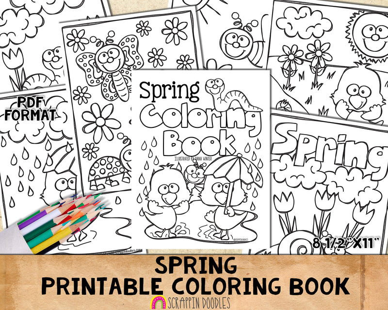 Spring Coloring Book - Kids Coloring Pages - Printable PDF