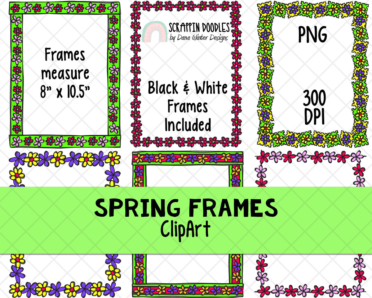 Spring ClipArt - Spring BUNDLE - Garden ClipArt - Spring Flowers - Hand Drawn Clipart - Weather ClipArt - Tulips - Cute Bug ClipArt - Frames