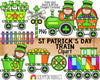 St. Patrick's Day ClipArt - Train ClipArt - Caboose ClipArt - Railroad Crossing Graphics - Commercial Use St Patricks Day Clipart