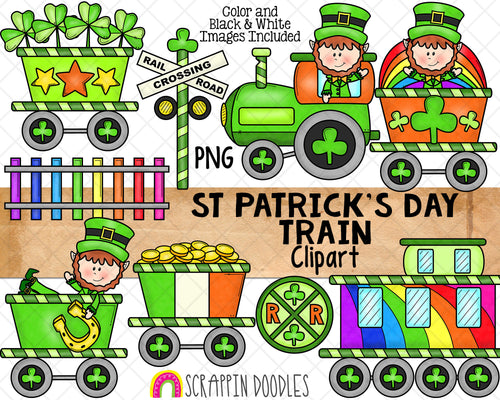 St. Patrick's Day ClipArt - Train ClipArt - Caboose ClipArt - Railroad Crossing Graphics - Commercial Use St Patricks Day Clipart