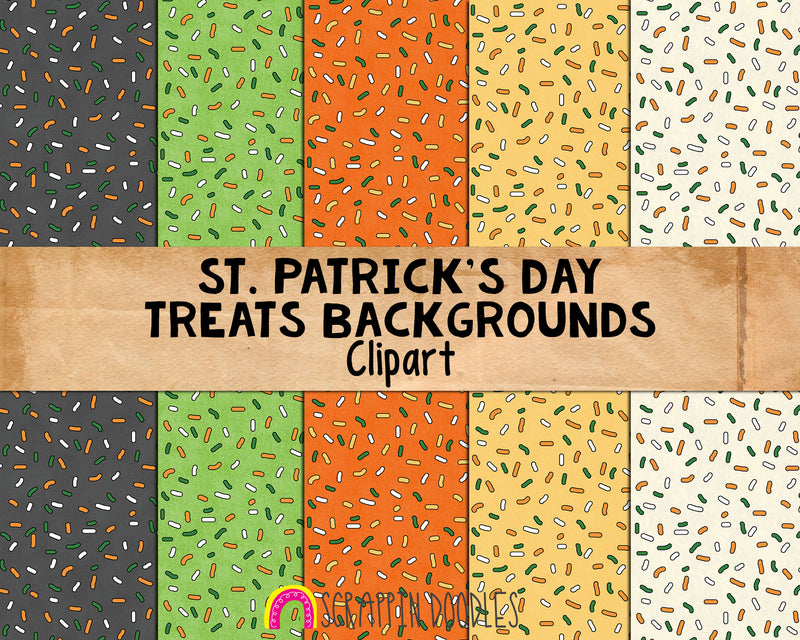 St. Patrick's Day Treats Cookie Backgrounds - 12" x 12" Seamless Patterns - JPEG Format - Sublimation PNG