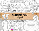 Summer Fun ClipArt - Backyard Pool Party - Commercial Use PNG - Sublimation Graphics