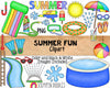 Summer Fun ClipArt - Backyard Pool Party - Commercial Use PNG - Sublimation Graphics