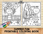 Summer Fun Coloring Book - Camping Beach Coloring Pages - Printable PDF Coloring Book