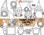 Sunflower Gnome ClipArt - Autumn Gnomes - Garden Gnomes - Commercial Use PNG