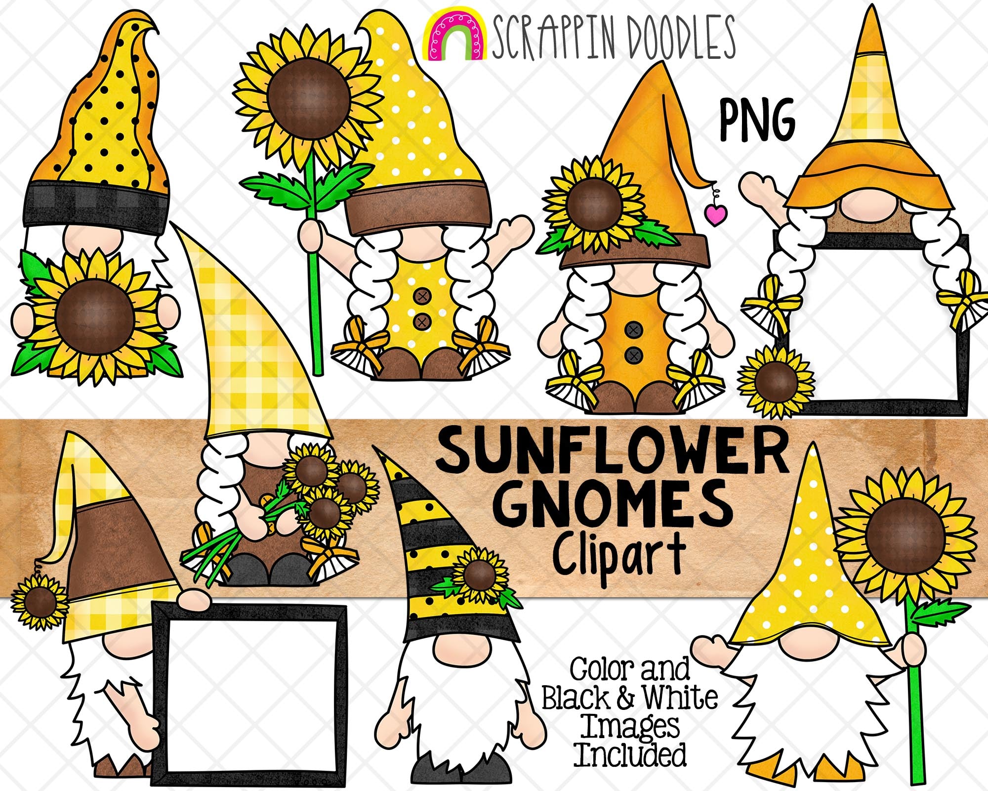 Sunflower Gnome ClipArt Autumn Gnomes Garden Gnomes Commercial U Scrappin Doodles