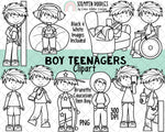 Teenager ClipArt - Teenage Boys - Student Clipart - Caucasian Brunette Hair