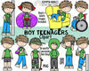 Teenager ClipArt - Teenage Boys - Student Clipart - Caucasian Brunette Hair