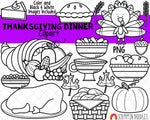 Thanksgiving Dinner ClipArt - Thanksgiving Food Graphics - Turkey Dinner