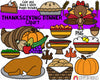 Thanksgiving Dinner ClipArt - Thanksgiving Food Graphics - Turkey Dinner