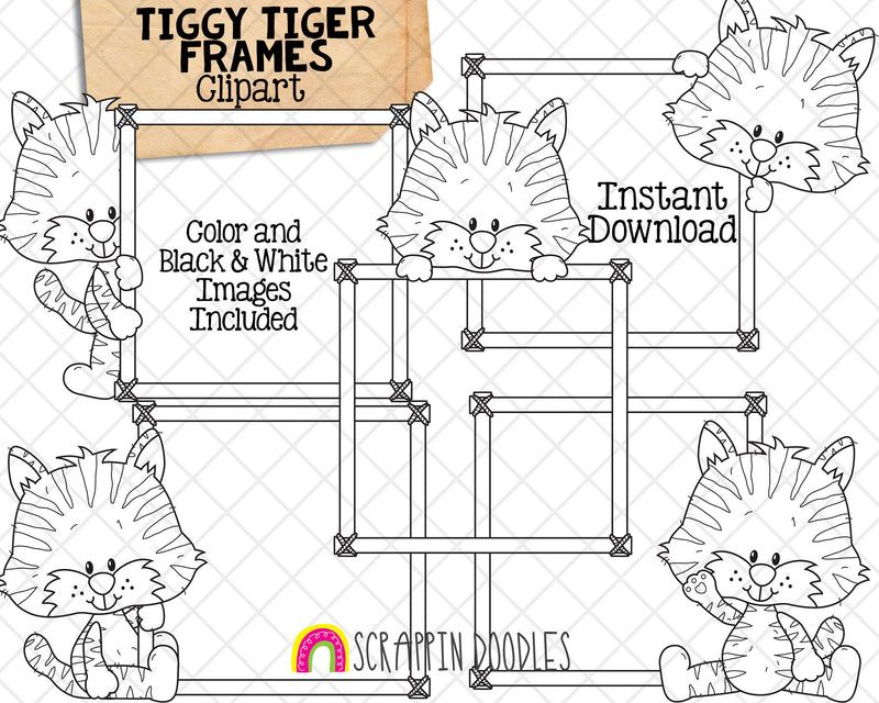Tiger Frames ClipArt - Tiggy Tiger Cute Baby Jungle Animal - Commercial Use PNG