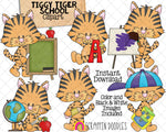Tiger School ClipArt - Tiggy Tiger Cute Baby Jungle Animal - Commercial Use PNG