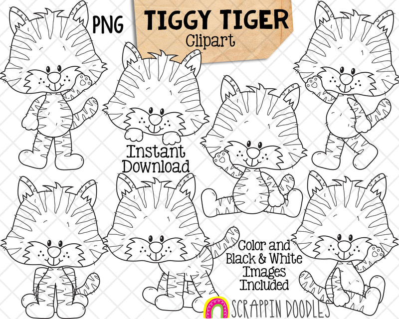 Tiger ClipArt - Tiggy Tiger Cute Baby Jungle Animal - Commercial Use PNG
