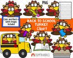 Turkey ClipArt - Cute School Turkey Clip Art - Back to School - First Day of School