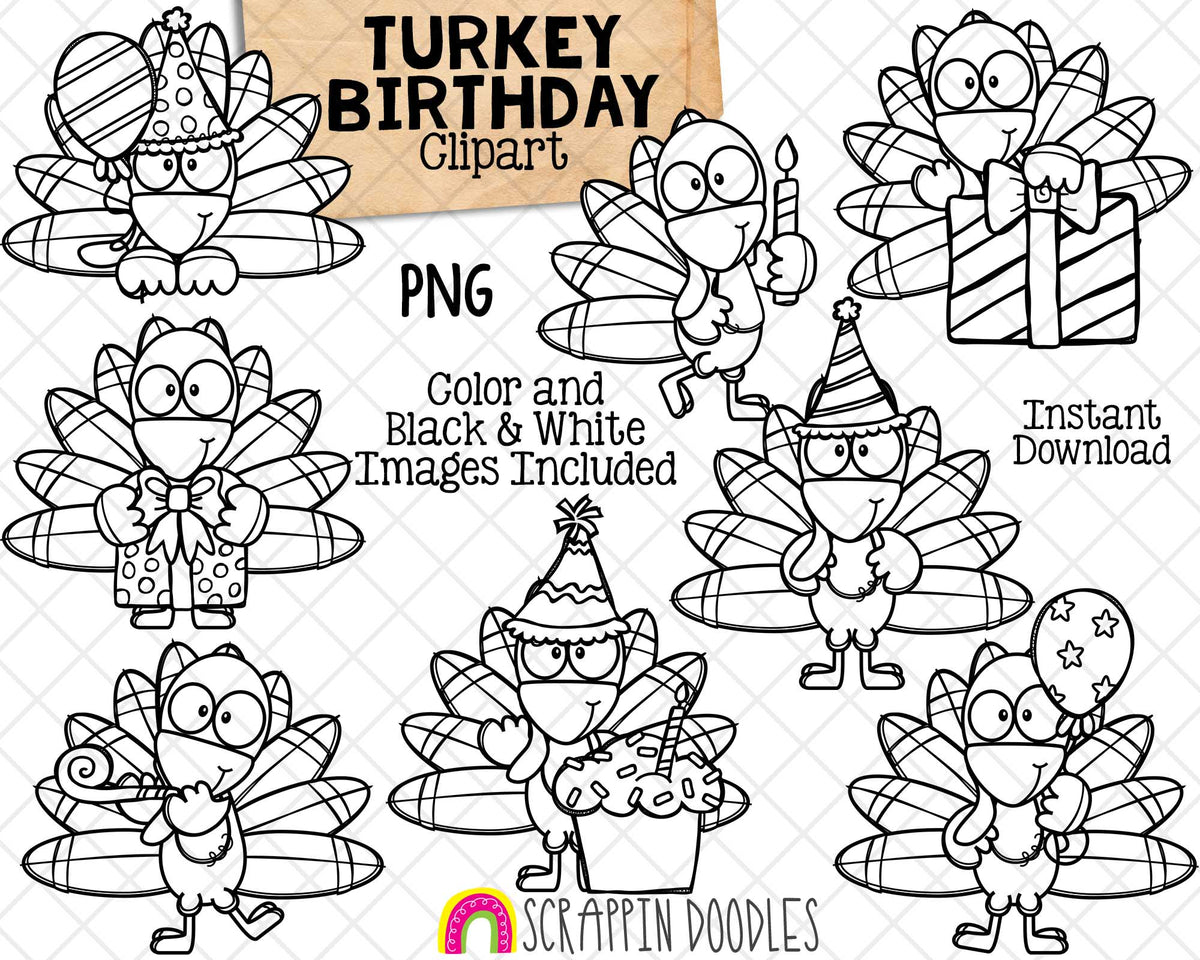 Turkey ClipArt Bundle - Thanksgiving Turkeys - Commercial Use PNG
