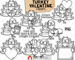 Turkey ClipArt - Valentine Turkey Clipart - Valentine Graphics - Commercial Use Allowed - Sublimation PNG