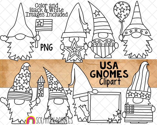 USA Gnome ClipArt - 4th of July Gnomes - Patriotic Garden Gnomes - Commercial Use PNG - Sublimation Graphics