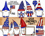USA Gnome ClipArt - 4th of July Gnomes - Patriotic Garden Gnomes - Commercial Use PNG - Sublimation Graphics