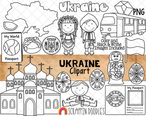 Ukraine ClipArt - Ukrainian Dance - Pysanky - Paska Bread - Nesting Dolls - St. Michaels Monastery - Commercial Use PNG