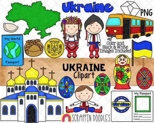 Ukraine ClipArt - Ukrainian Dance - Pysanky - Paska Bread - Nesting Dolls - St. Michaels Monastery - Commercial Use PNG