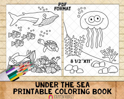 Under the Sea Coloring Book - Ocean Coloring Pages - Printable PDF