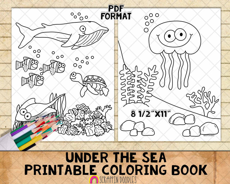 Under the Sea Coloring Book - Ocean Coloring Pages - Printable PDF