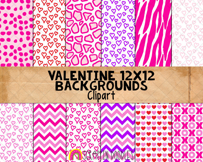 Valentine 12x12 Backgrounds Clip Art