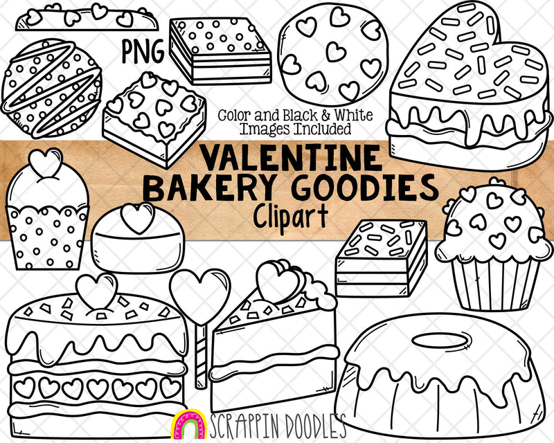 Valentine's Day Clip Art - Valentine Baking - Heart Cake - Chocolate - Heart Cookies - Commercial Use PNG - Sublimation Graphics