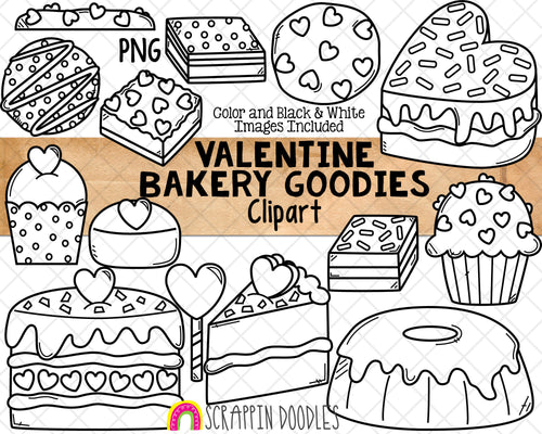 Valentine's Day Clip Art - Valentine Baking - Heart Cake - Chocolate - Heart Cookies - Commercial Use PNG - Sublimation Graphics