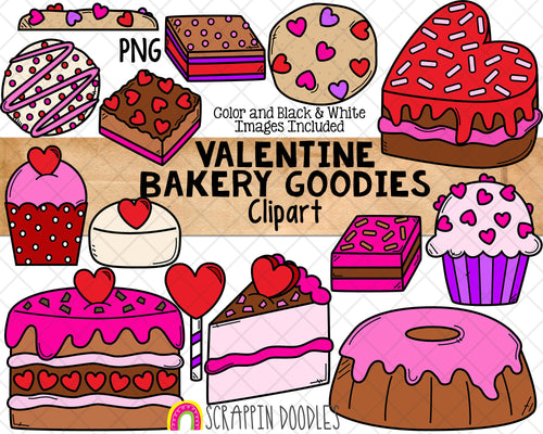 Valentine's Day Clip Art - Valentine Baking - Heart Cake - Chocolate - Heart Cookies - Commercial Use PNG - Sublimation Graphics