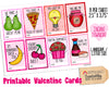 Printable Valentine Cards - Kids Valentines Day Food Puns Gift Cards - Classroom Valentine Paper Craft - PDF