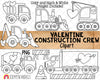 Valentine's Day Construction Crew Clip Art - Valentine Trucks - Heavy Equipment