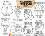 Valentine Food Puns ClipArt - Valentines Day Graphics - Commercial Use PNG