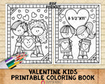Valentine Kids Coloring Book - Valentine's Day Coloring Pages - Printable PDF