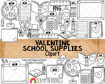 School Supplies ClipArt - Valentine's Day Clip Art - Commercial Use Valentine Clipart - Pink Pencil - Chalk Board - Globe - Sublimation PNG