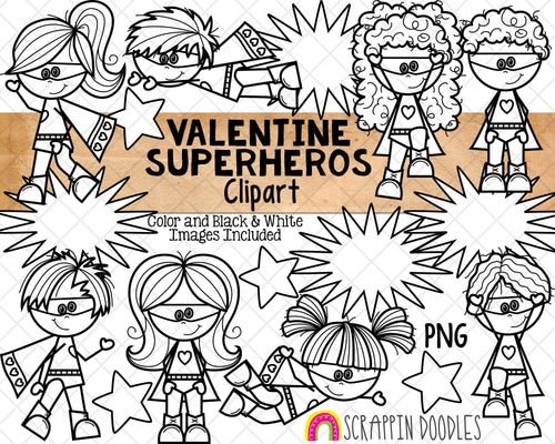 Valentine's Day ClipArt - Superhero Clip Art - Love Superheros - Commercial Use PNG - Sublimation Graphics