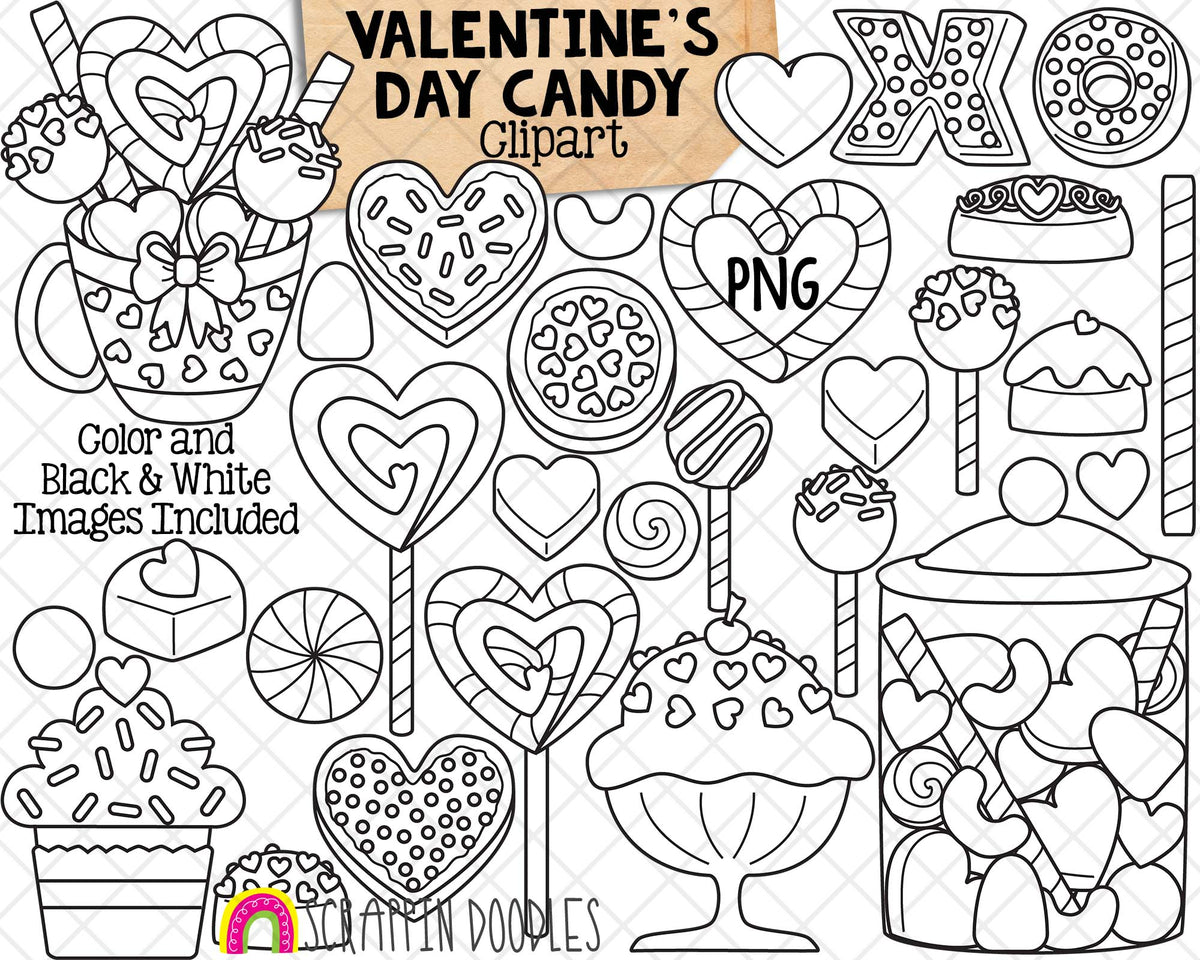 Valentines Day Candy ClipArt - Valentine Cookie Graphics - Chocolate Cake Pops - Heart Candies - Commercial Use PNG