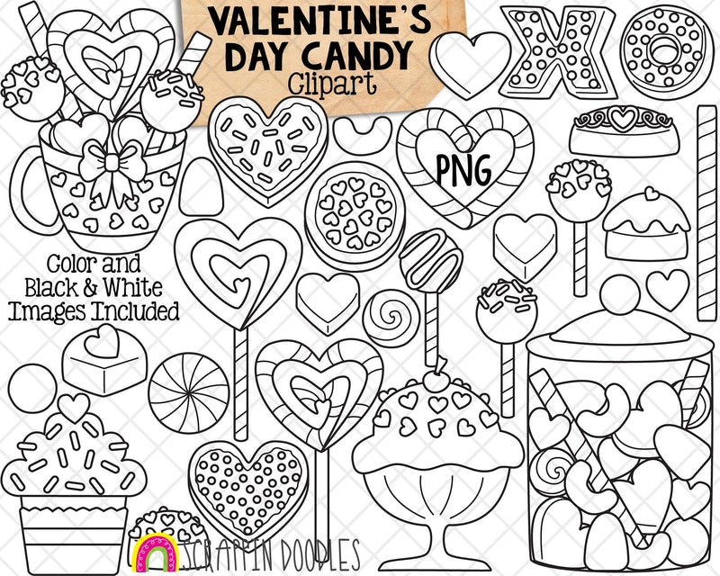 Valentines Day Candy ClipArt - Valentine Cookie Graphics - Chocolate Cake Pops - Heart Candies - Commercial Use PNG