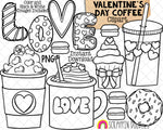Valentines Day Coffee ClipArt - Valentine LOVE Cookie Graphics - Commercial Use PNG