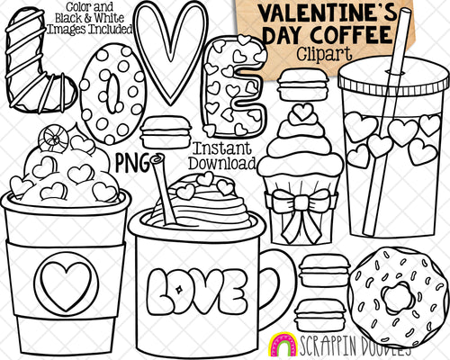 Valentines Day Coffee ClipArt - Valentine LOVE Cookie Graphics - Commercial Use PNG