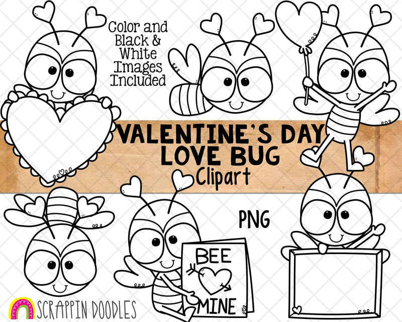 Valentine's Day ClipArt - Valentine Love Bugs - Insect - Lovebug Clip art- Commercial Use - PNG