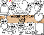 Valentine's Day ClipArt - Valentine Owls - Owl ClipArt - Valentines Day PNG - Heart Frame - Commercial Use Valentine 