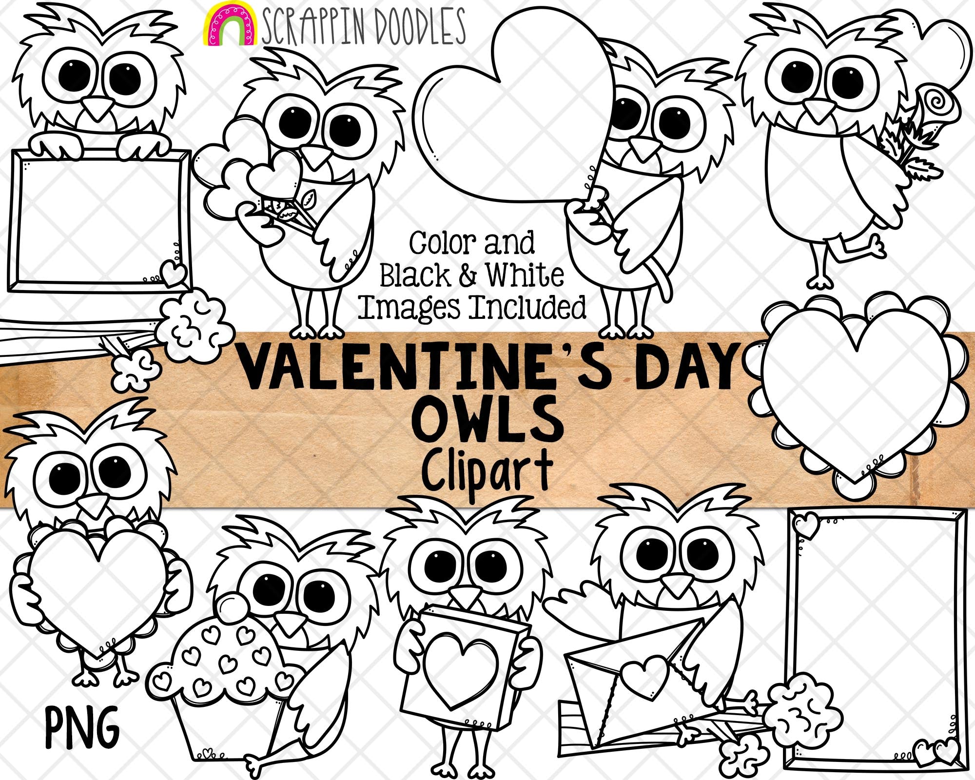 Valentine's Day Doodle Clip Art - Valentine Bullet Journal - Commercia –  Scrappin Doodles