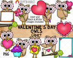 Valentine's Day ClipArt - Valentine Owls - Owl ClipArt - Valentines Day PNG - Heart Frame - Commercial Use Valentine 