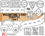 Valentine's Day Traffic Clip Art - Valentine Road Sign - Love Traffic Signs - Lovebug Car - Commercial Use - PNG